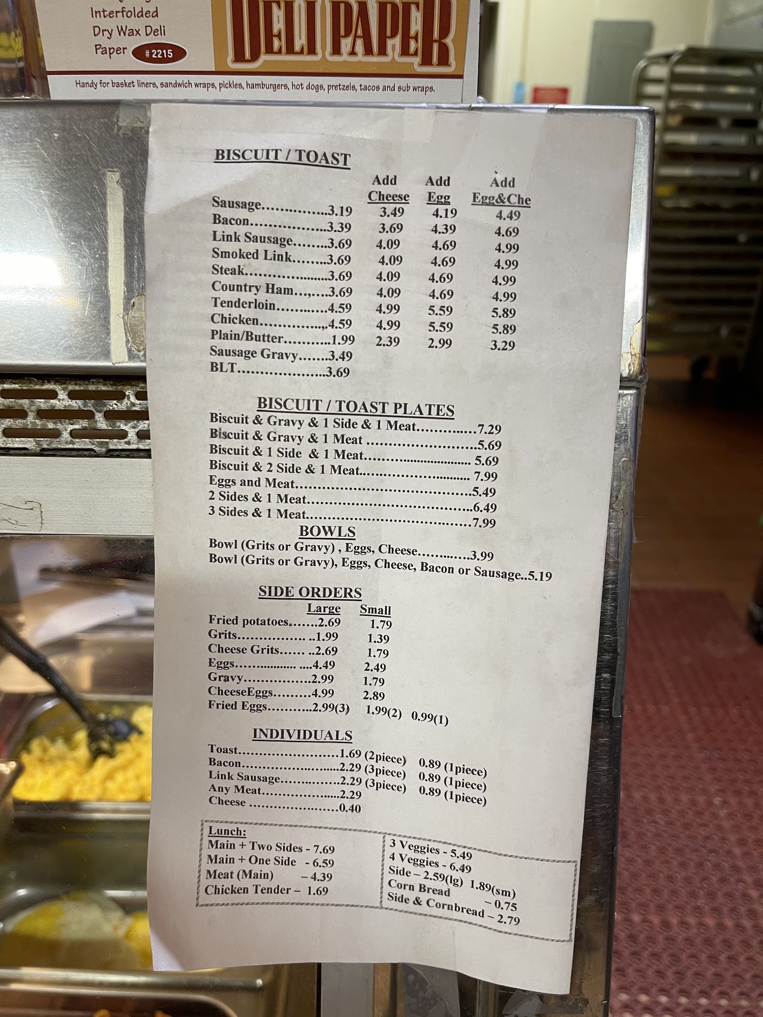 S&J kitchen Menu