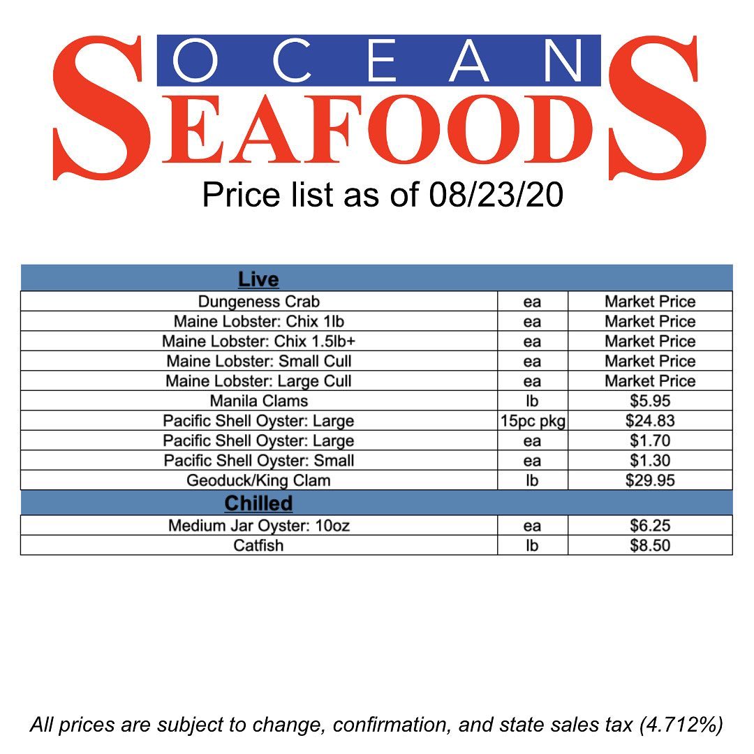 Da Seafood Store Menu