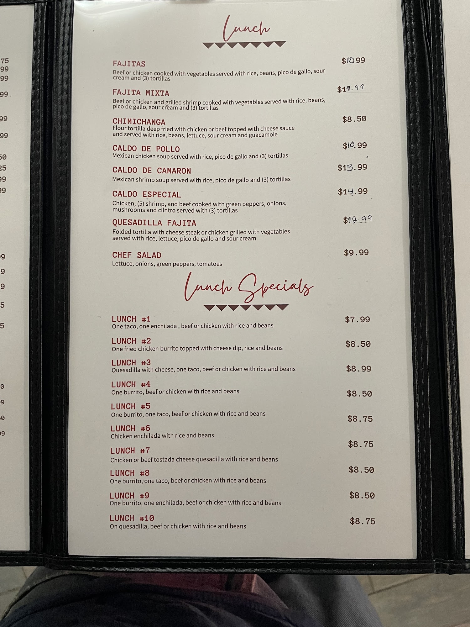 El Encanto Restaurant Menu
