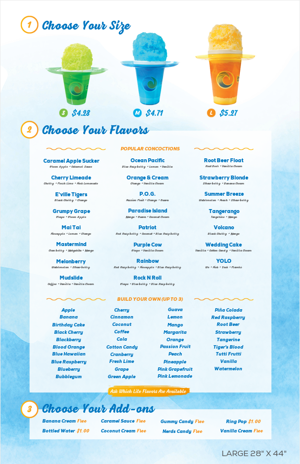 Alton Tropical Sno Menu