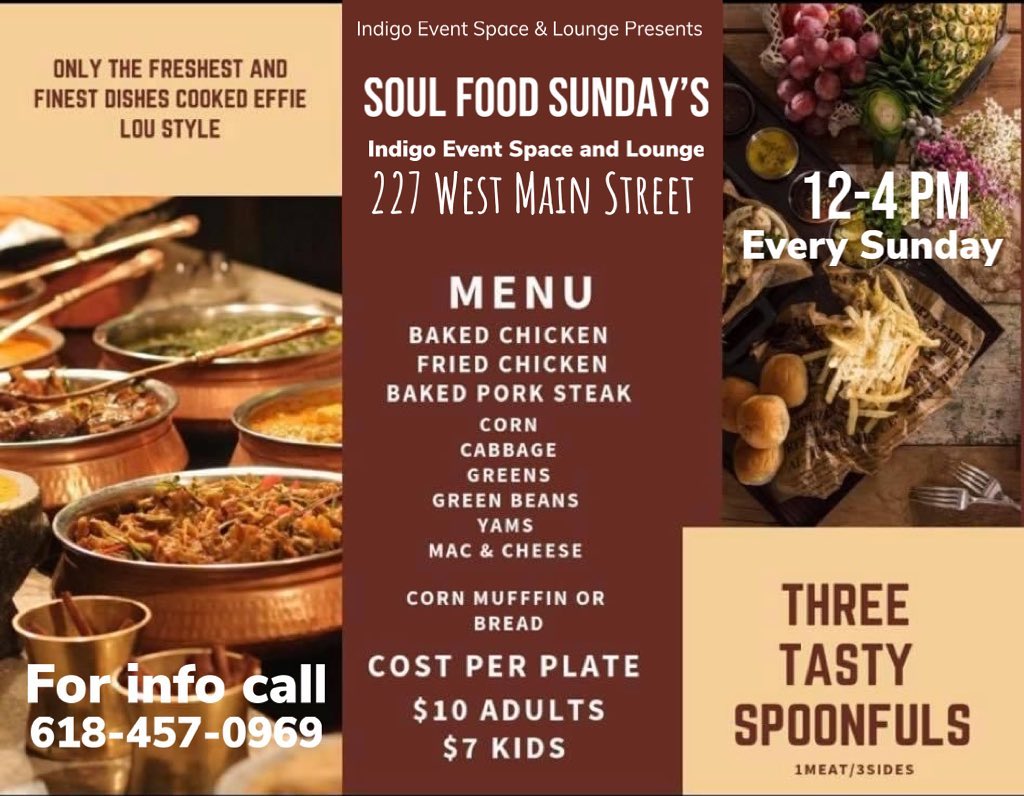 Indigo event space and lounge Menu
