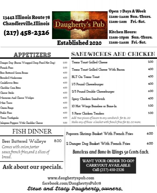Daugherty's Pub Menu