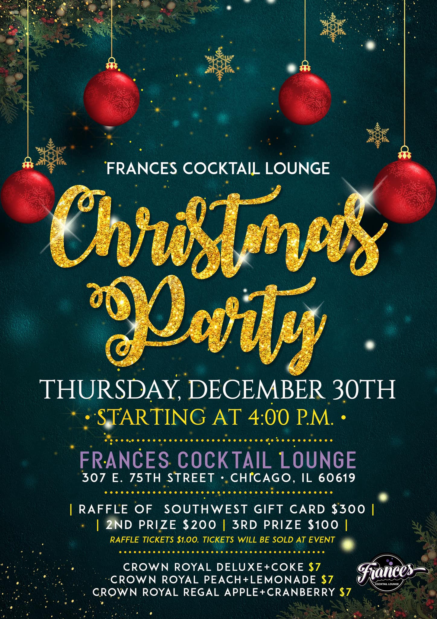 Frances Cocktail Lounge Menu