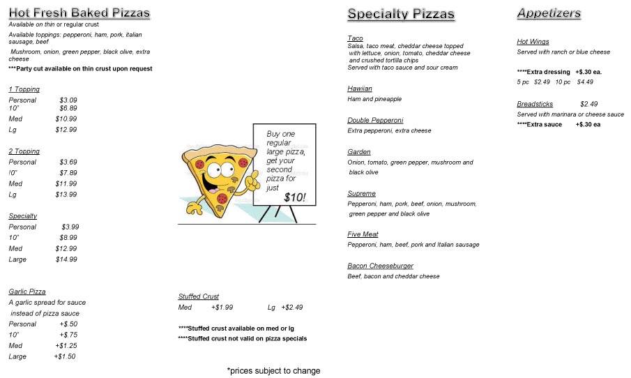 Hot Stuff Pizza Menu