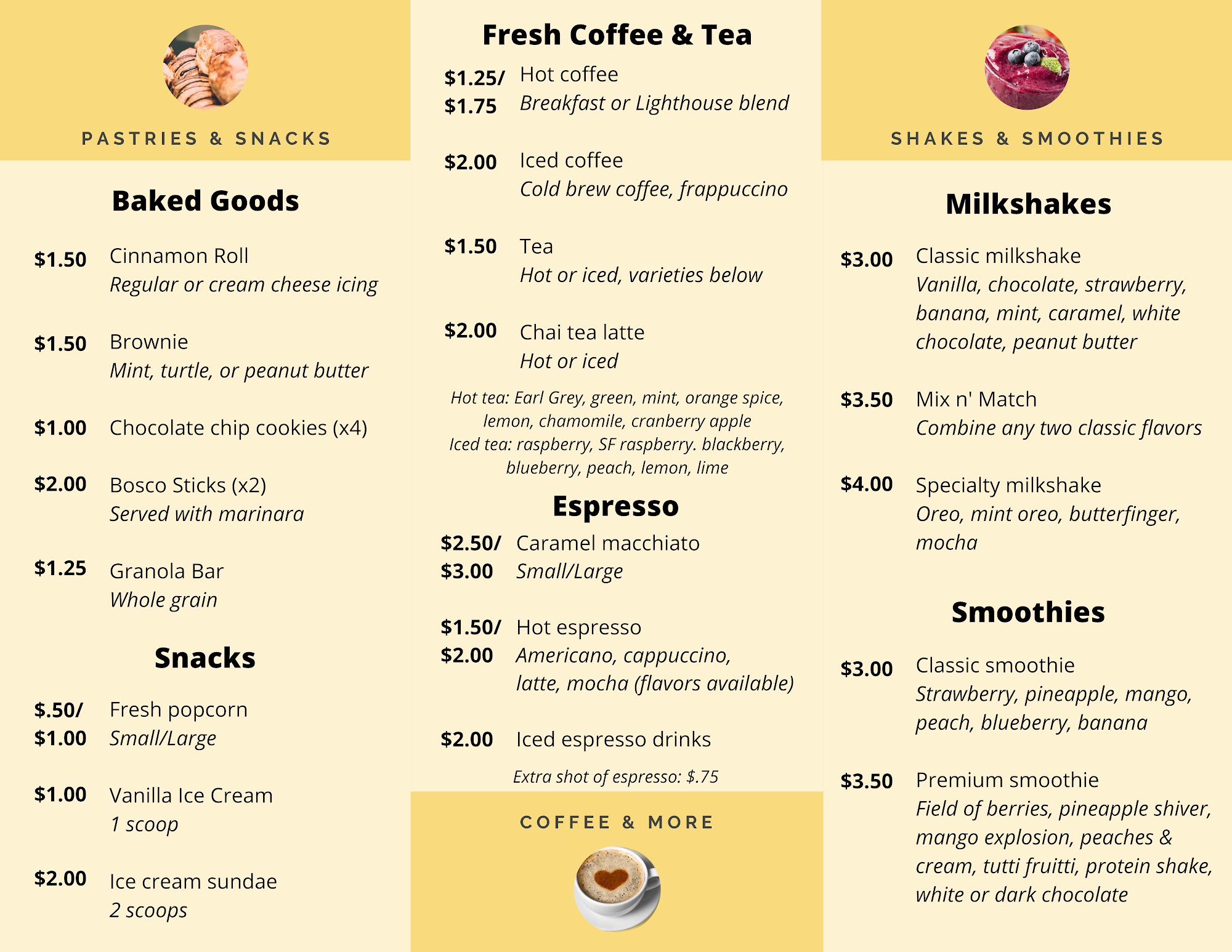 Cornerstone Café & Gallery Menu