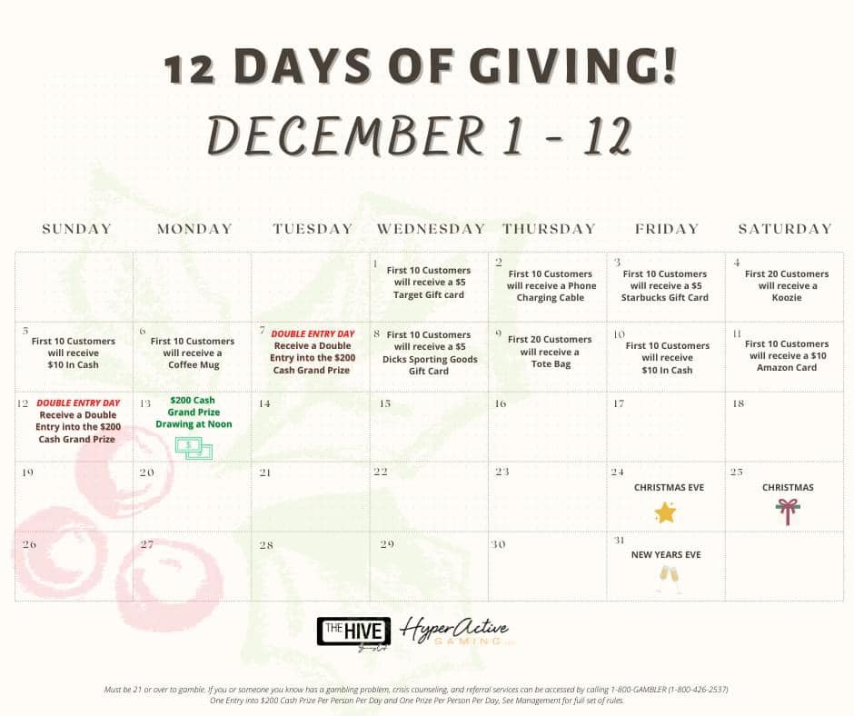 The Hive Gaming Cafe Menu