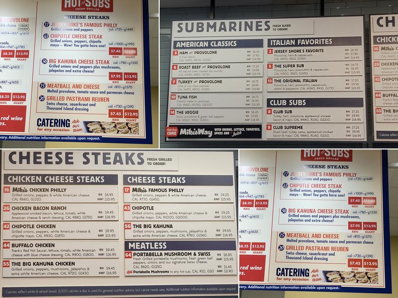 Jersey Mike's Subs Menu