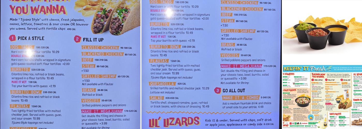 Tijuana Flats Menu