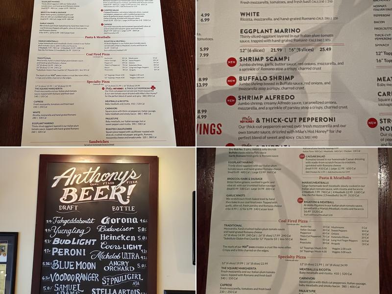 Anthony's Coal Fired Pizza & Wings Menu