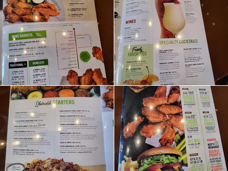 Beef 'O' Brady's Menu