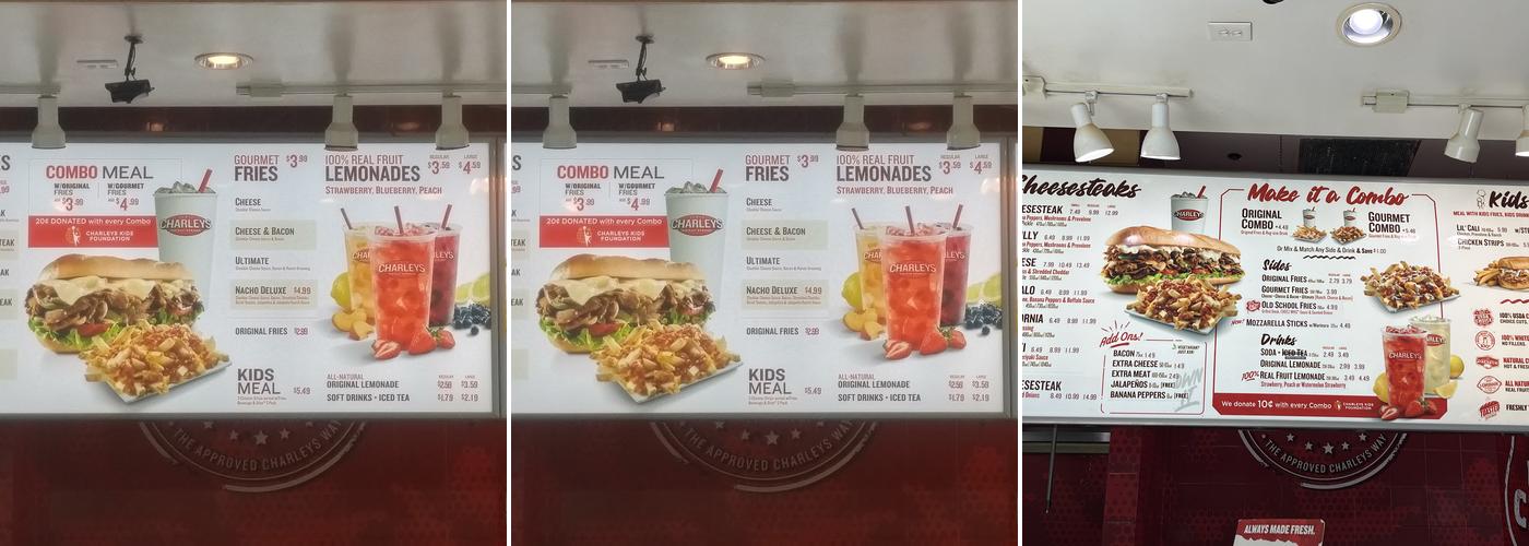 Charleys Cheesesteaks Menu