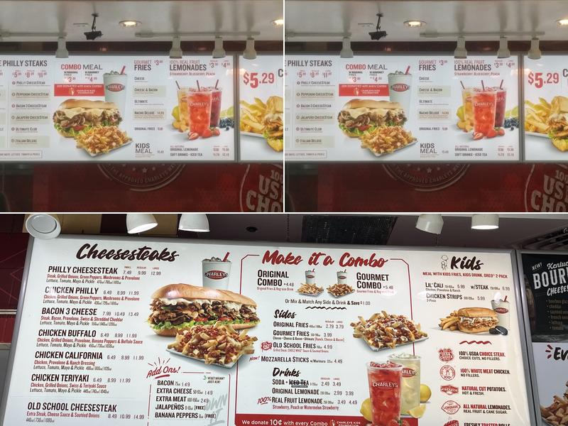Charleys Cheesesteaks Menu