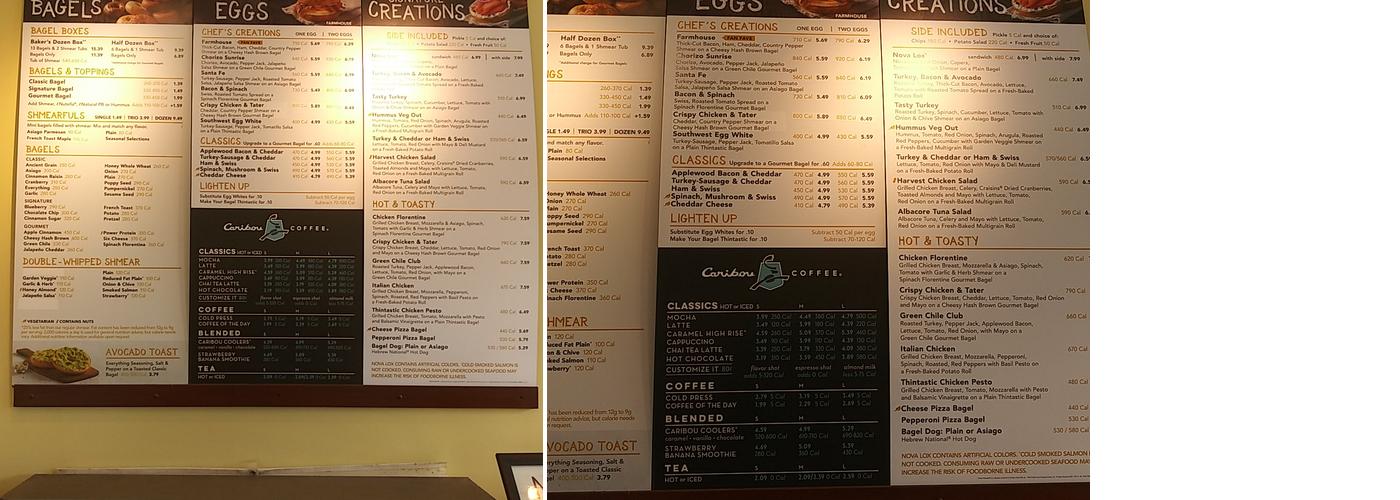 Einstein Bros. Bagels Menu