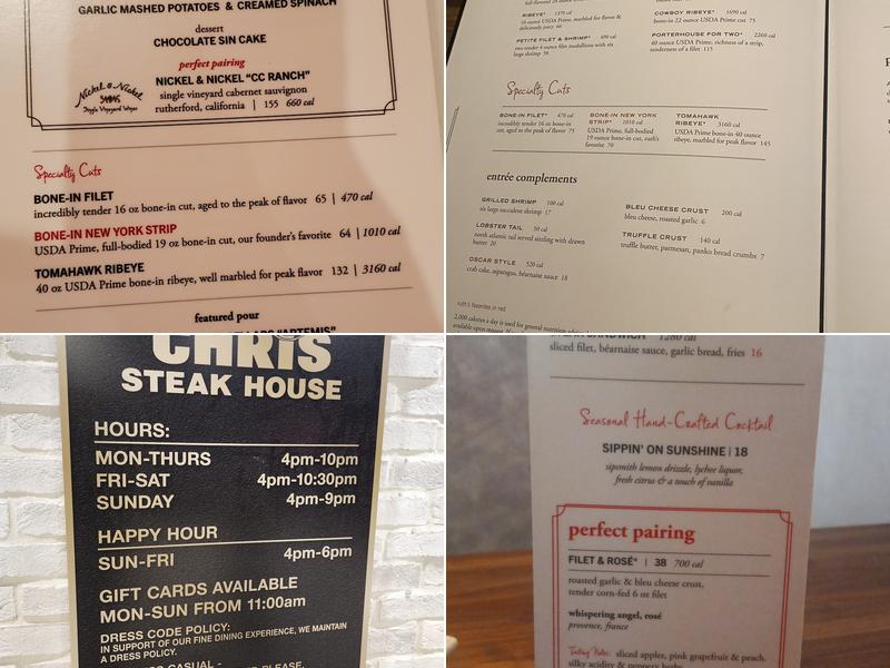Ruth's Chris Steak House Menu