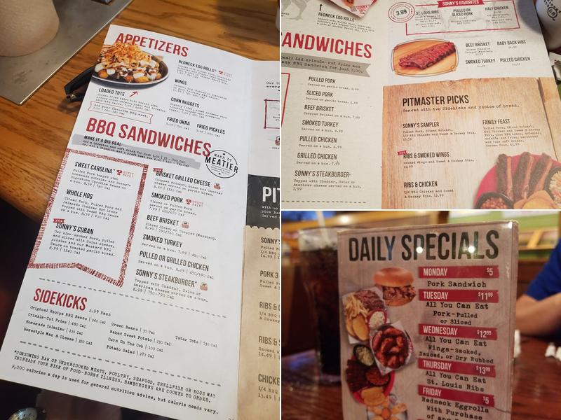 Sonny's BBQ Menu