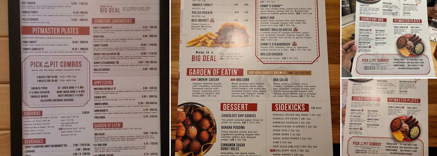 Sonny's BBQ Menu