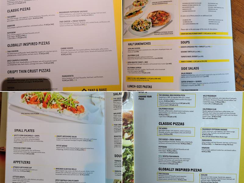 California Pizza Kitchen at Sarasota Menu