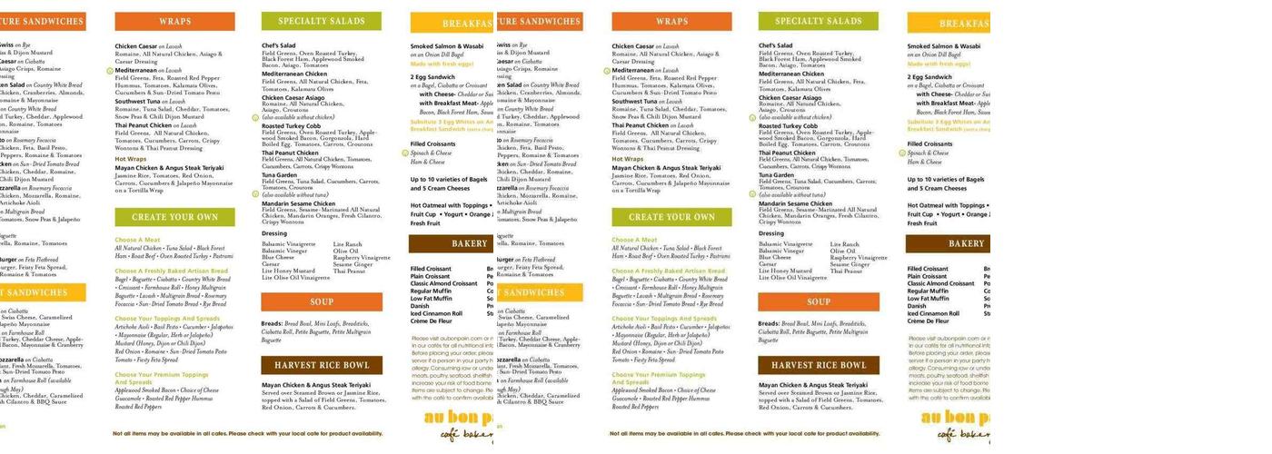 Au Bon Pain Menu