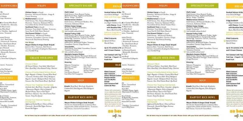 Au Bon Pain Menu