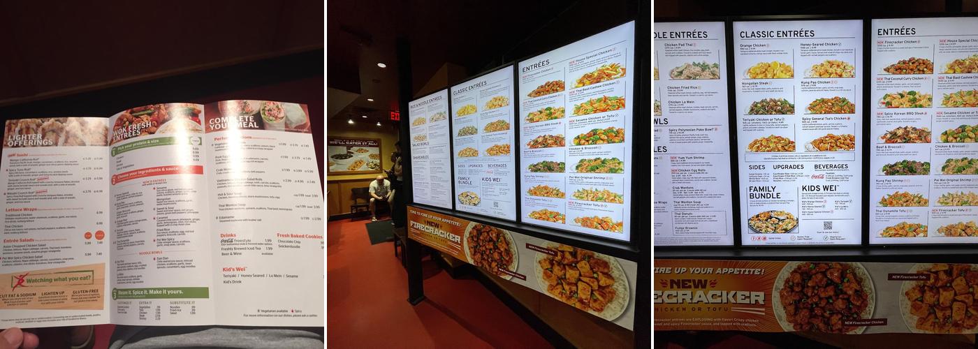 Pei Wei Asian Kitchen Menu