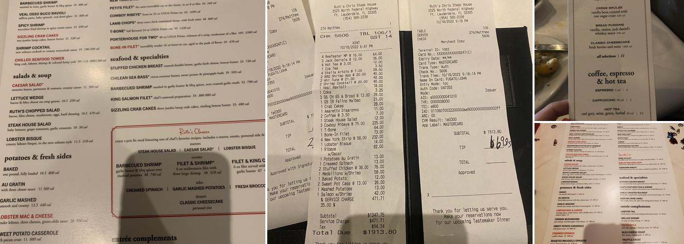 Ruth's Chris Steak House Menu