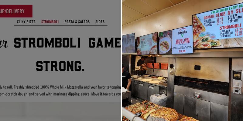 Sbarro Menu