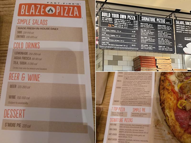 Blaze Pizza Menu