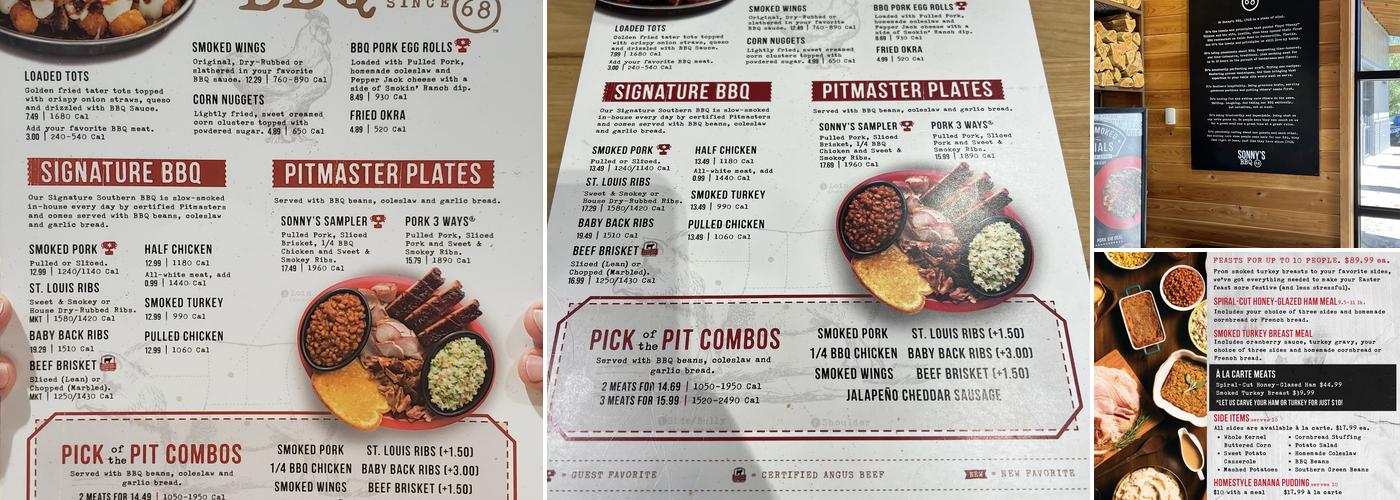 Sonny's BBQ Menu