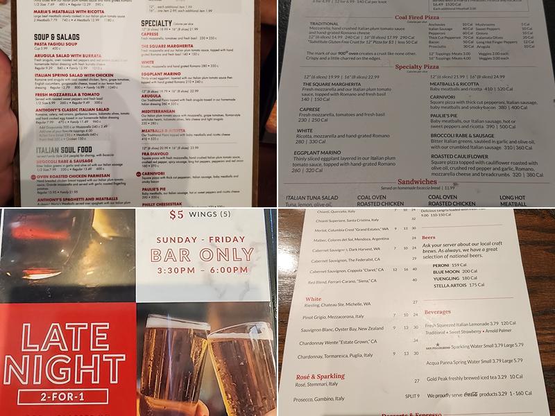 Anthony's Coal Fired Pizza & Wings Menu