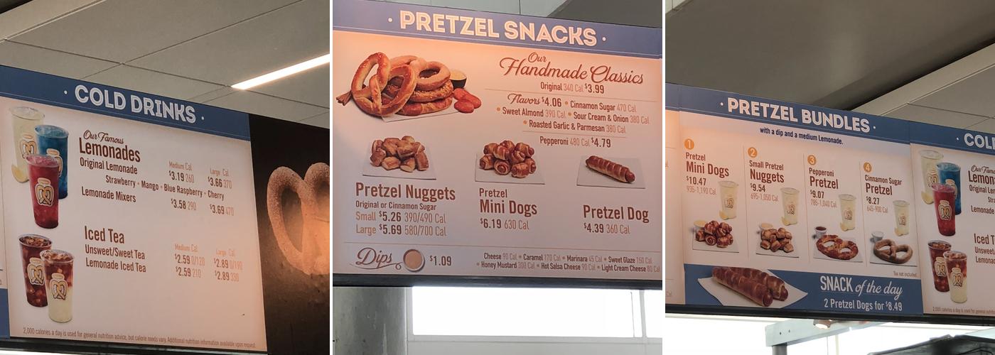 Auntie Anne's Menu