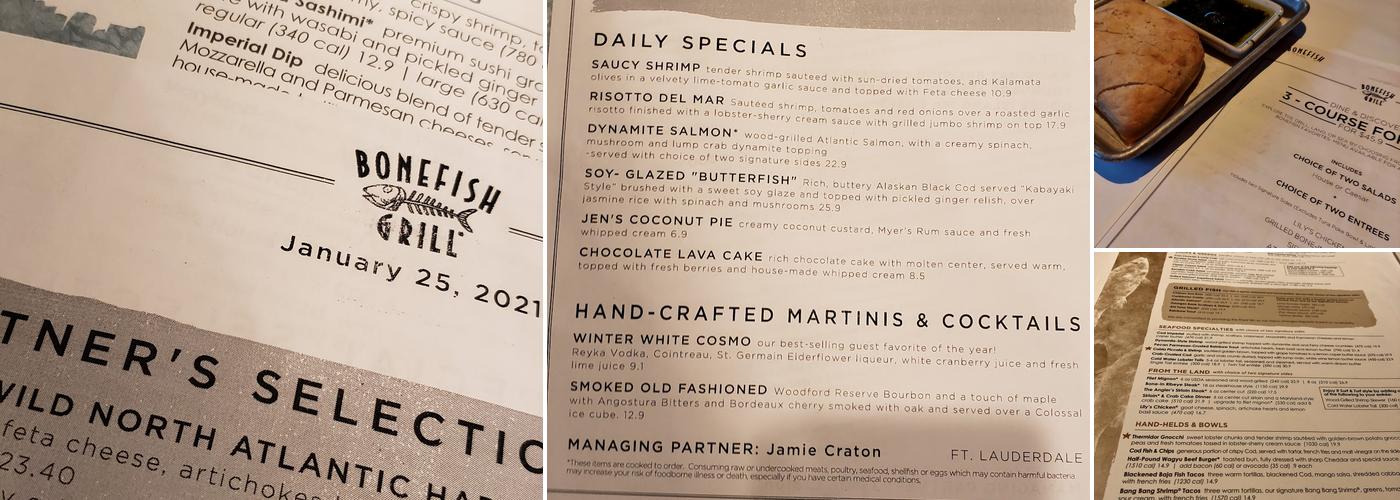 Bonefish Grill Menu
