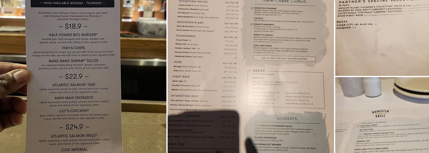 Bonefish Grill Menu