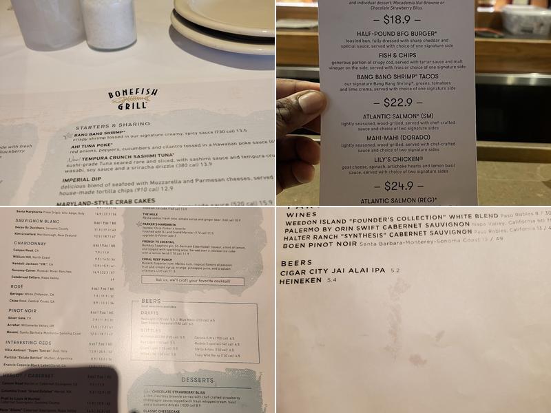 Bonefish Grill Menu