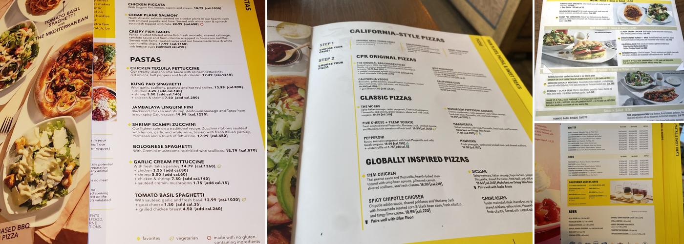 California Pizza Kitchen at Ft. Lauderdale Menu