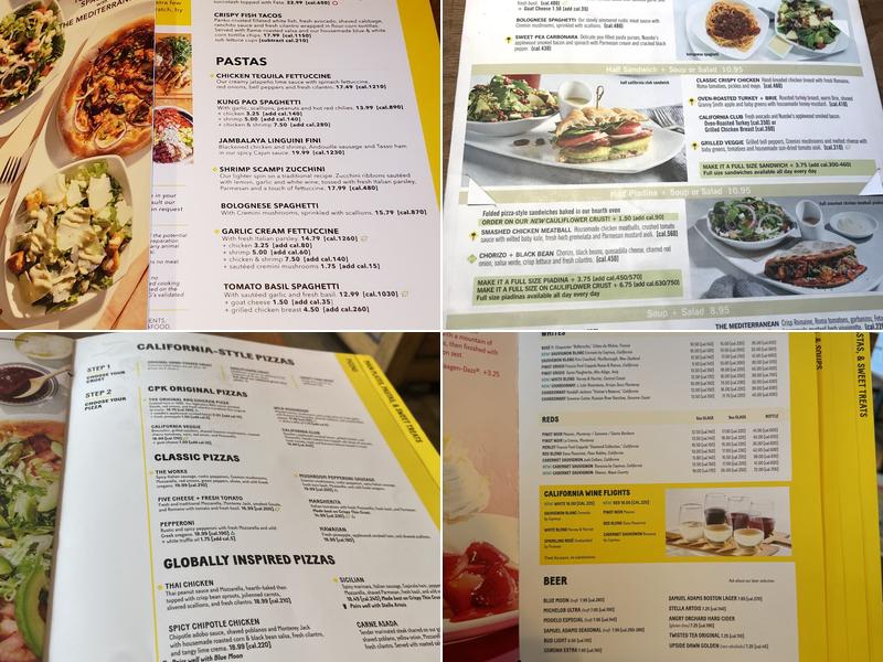 California Pizza Kitchen at Ft. Lauderdale Menu