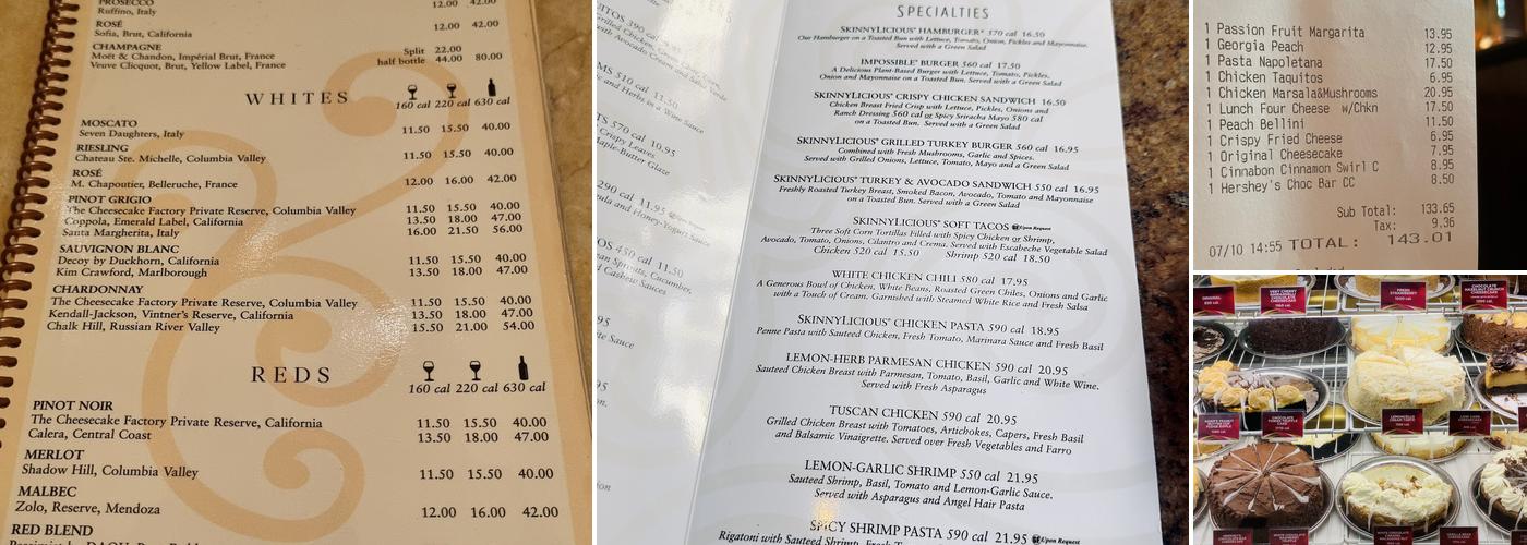 The Cheesecake Factory Menu