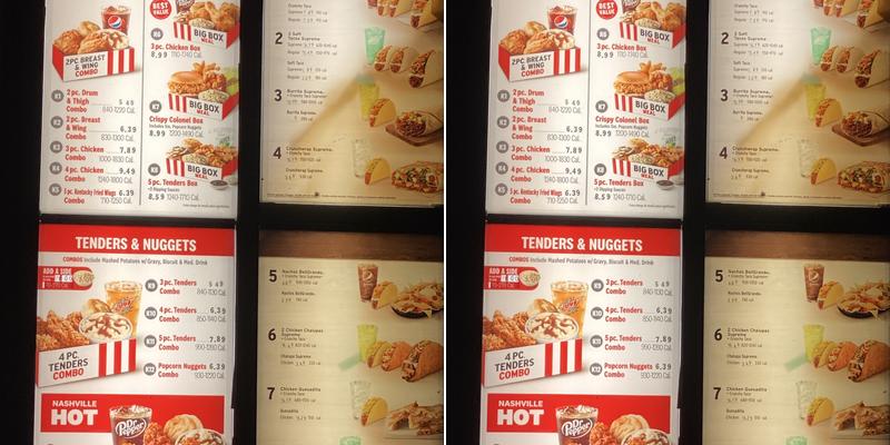 KFC Menu