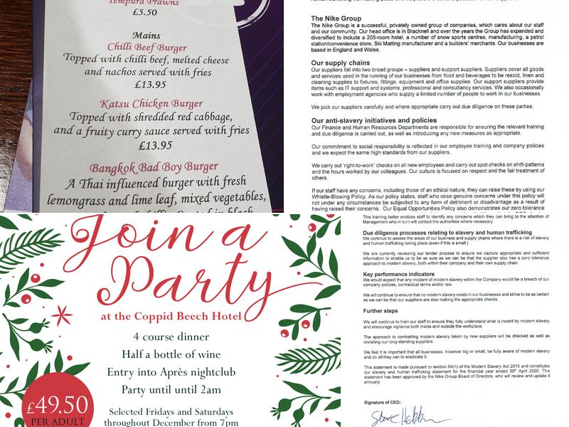 The Coppid Beech Menu