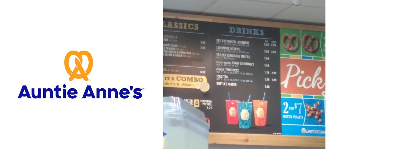 Auntie Anne's Menu