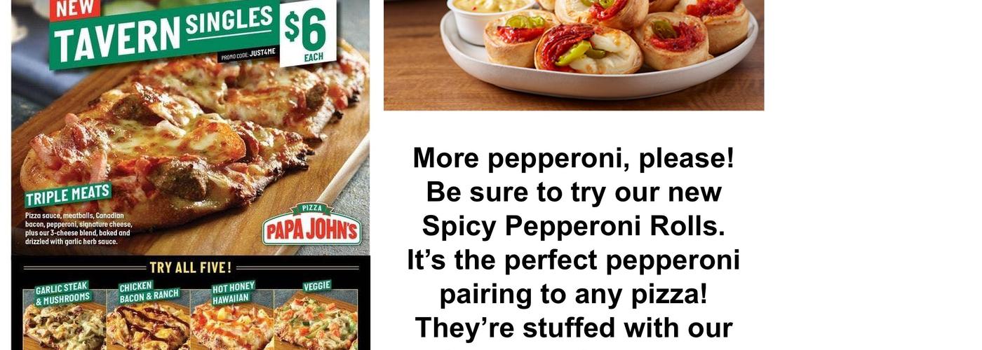 Papa Johns Pizza Menu