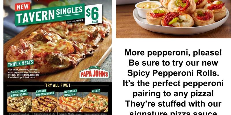 Papa Johns Pizza Menu