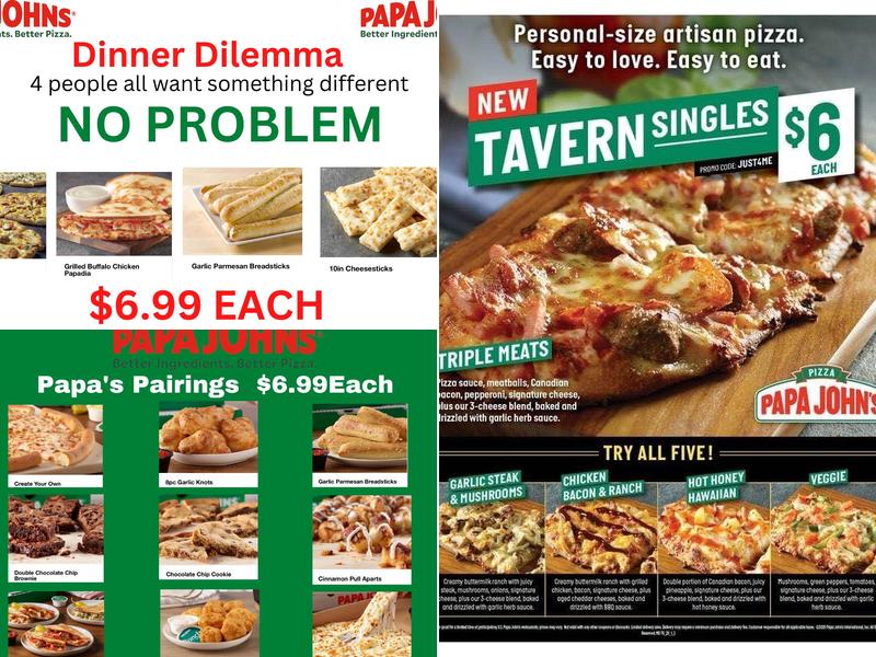 Papa Johns Pizza Menu