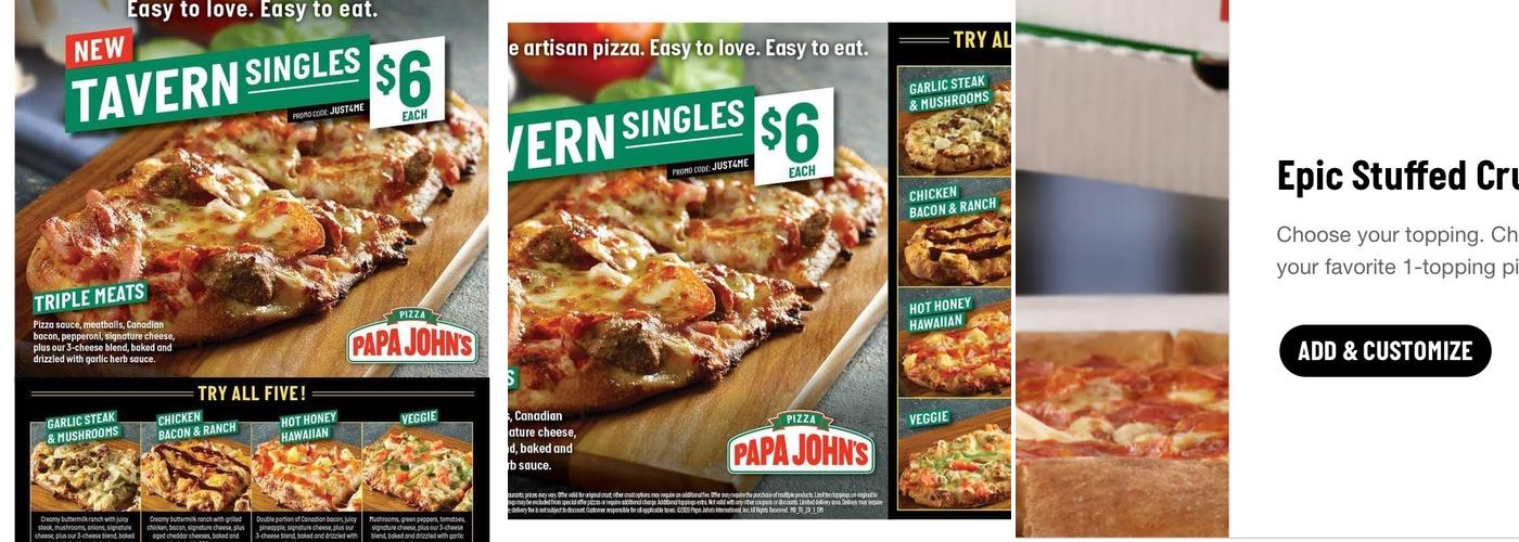Papa Johns Pizza Menu
