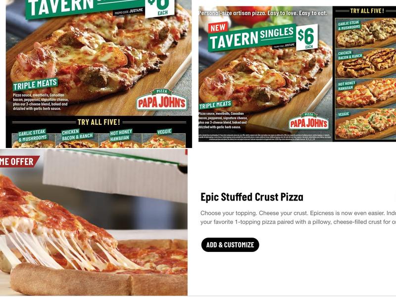 Papa Johns Pizza Menu