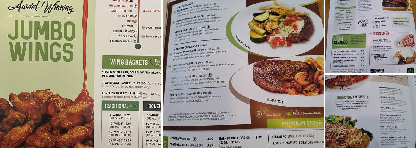 Beef 'O' Brady's Menu