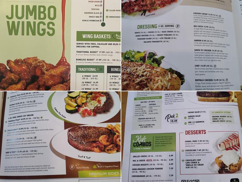Beef 'O' Brady's Menu