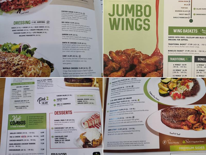 Beef 'O' Brady's Menu