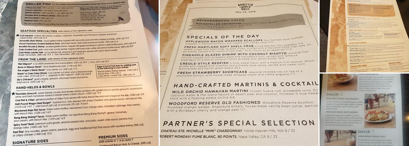 Bonefish Grill Menu
