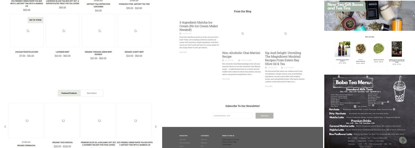 Estero Bay Olive Oil & Tea Menu