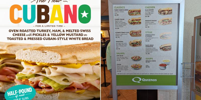 Quiznos Menu